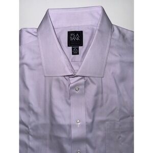 Jos A Bank Traveler Men Purple MicroStripe Shirt 18.5 34 Business Cocktail Party